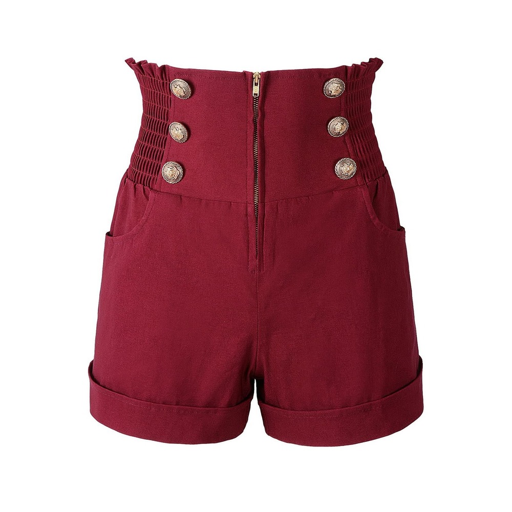 NWT Penelope Vintage Pinup High Waist Burgundy Sailor Shorts Medium